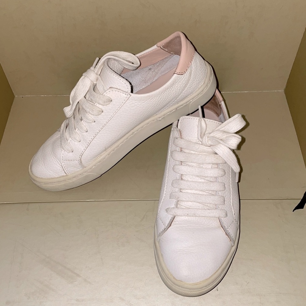 Leather Zara Sneakers Cream With Pink Accents Size 35